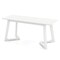 42 Inch White Modern Long Dining Bench with Rubber Wood Legs and Triangular Structure